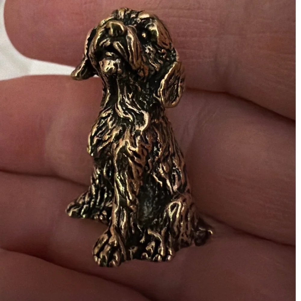 Brass Spaniel Dog‎ Figurine Unisex Bronze Excellent Miniature Terrier Statue New
